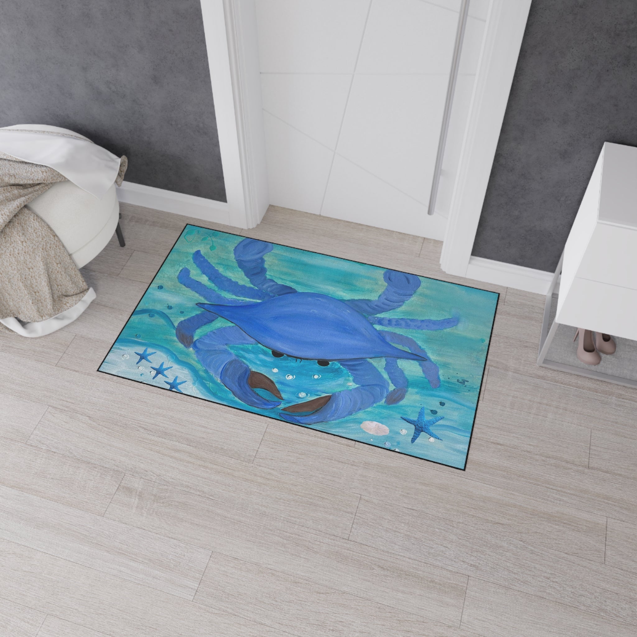 Blue Crab Beach Floor Mat – Coastal Ocean Decor Doormat