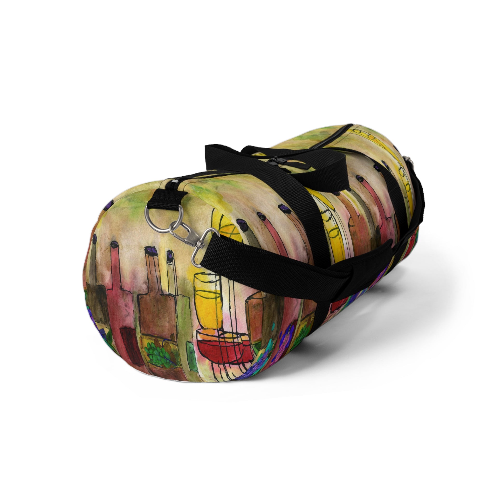 Wine Bottle Art Duffel Bag — Colorful Vineyard Travel Gym Bag