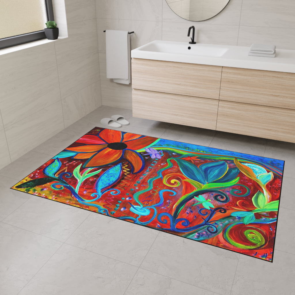 Colorful Floral Heavy-Duty Floor Mat — Bright Botanical Entry Rug