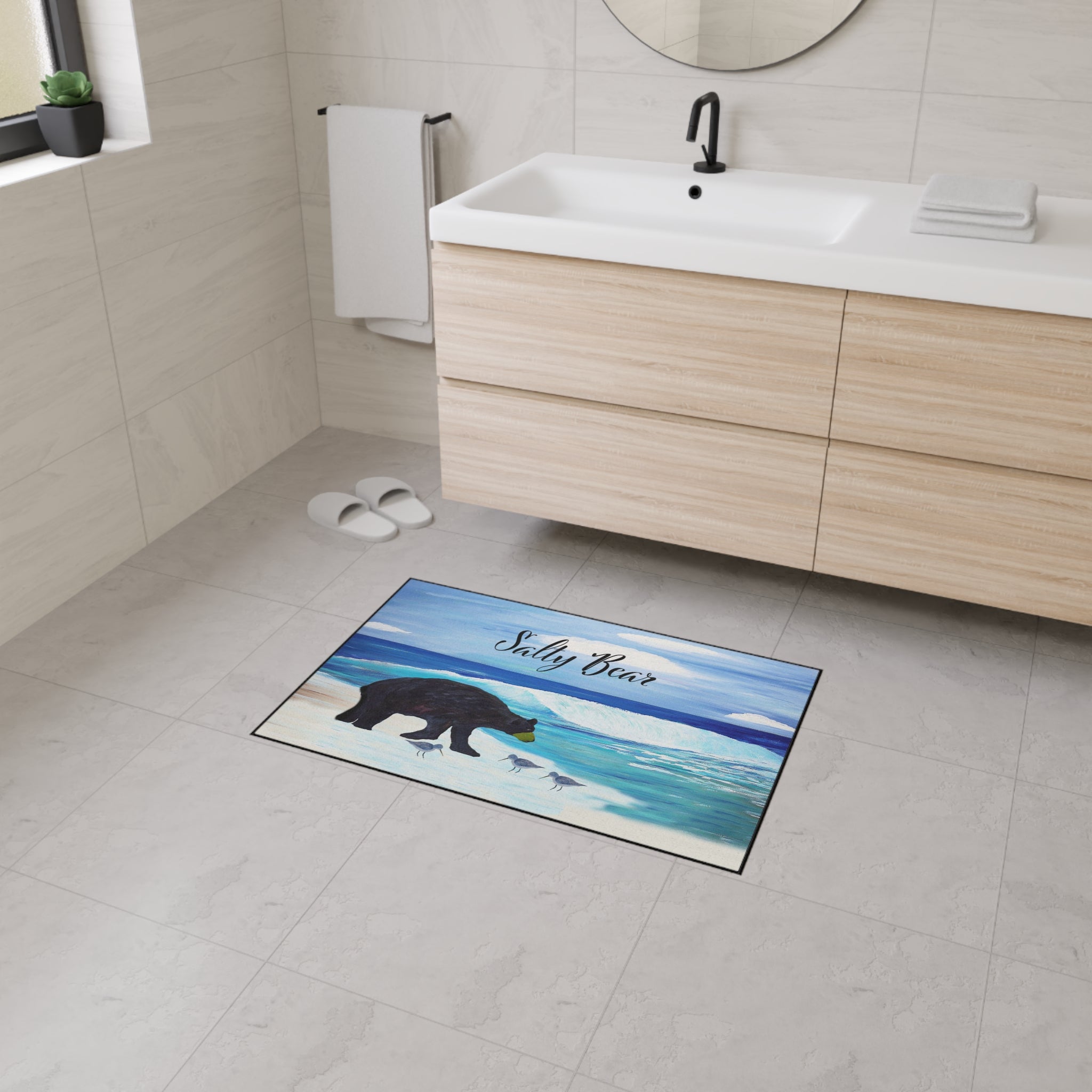 Coastal 'Salty Bear' Heavy-Duty Floor Mat — Beach Bear Welcome Mat