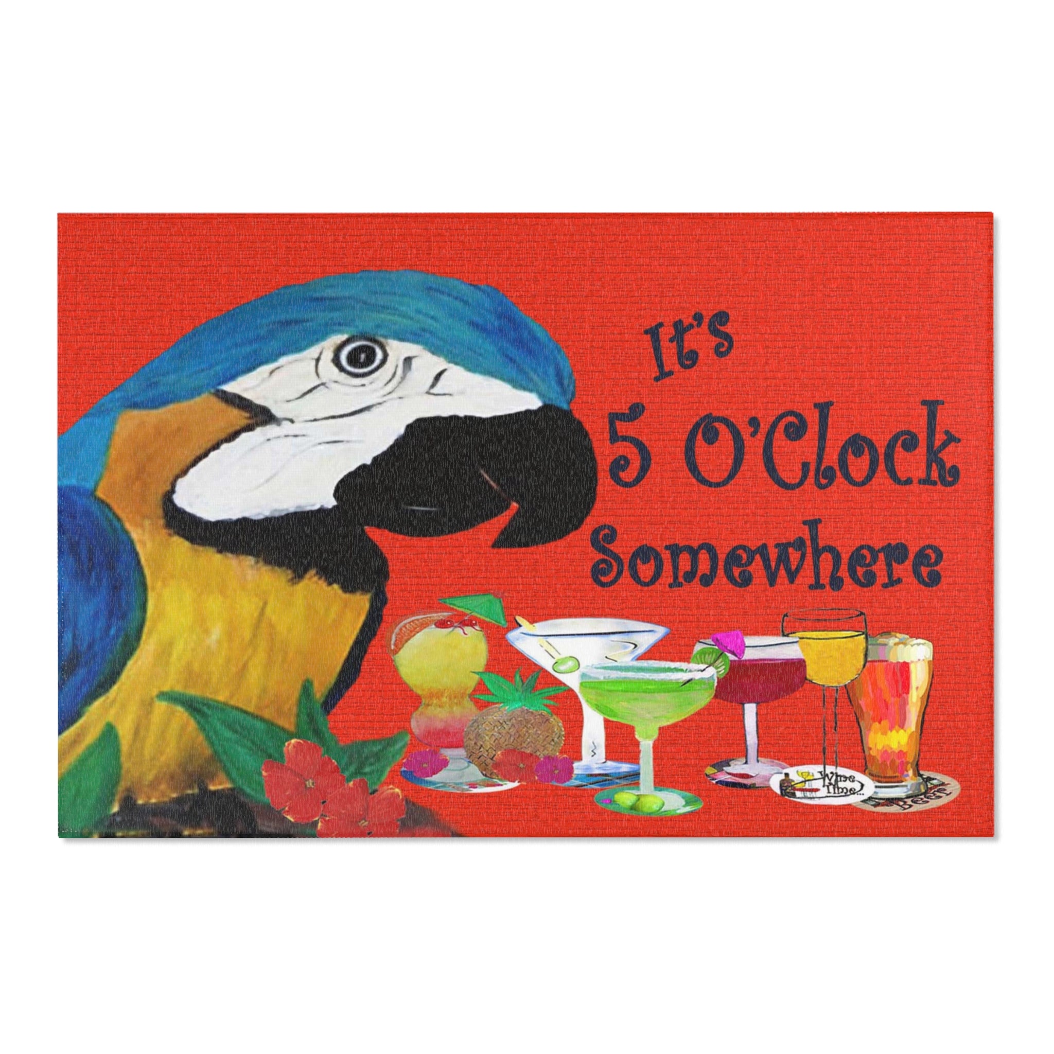 It's 5 O'Clock Somewhere Parrot Area Rug