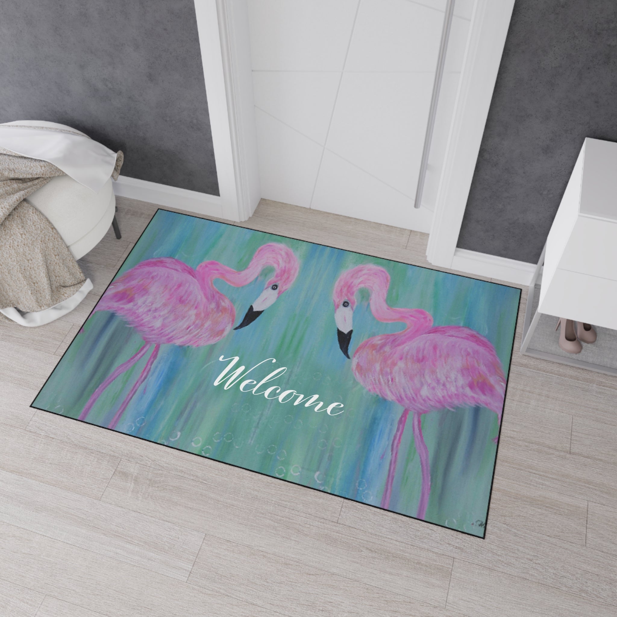 Flamingo Welcome Floor Mat — Heavy Duty Outdoor/Indoor Doormat