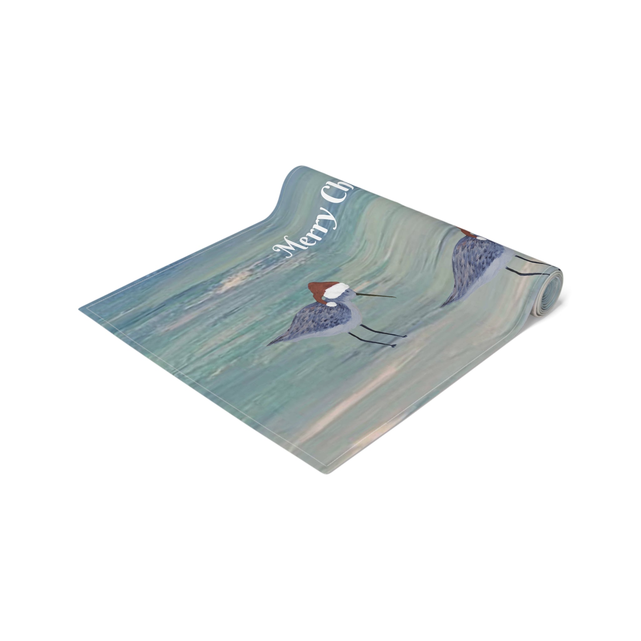 Christmas Shorebirds Table Runner – 'Merry Christmas' Coastal Holiday Decor