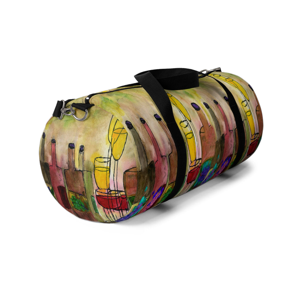 Wine Bottle Art Duffel Bag — Colorful Vineyard Travel Gym Bag