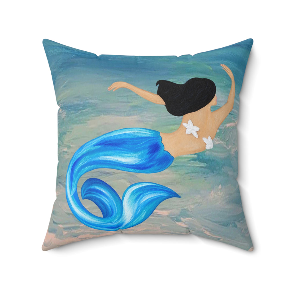 Blue Mermaid Swim Decorative Pillow