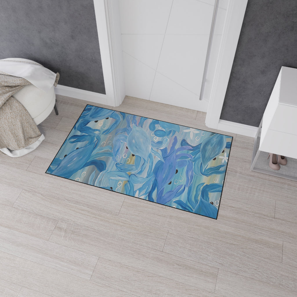 Blue Crab party Ocean Waves Heavy-Duty Floor Mat — Abstract Seascape Entrance Mat
