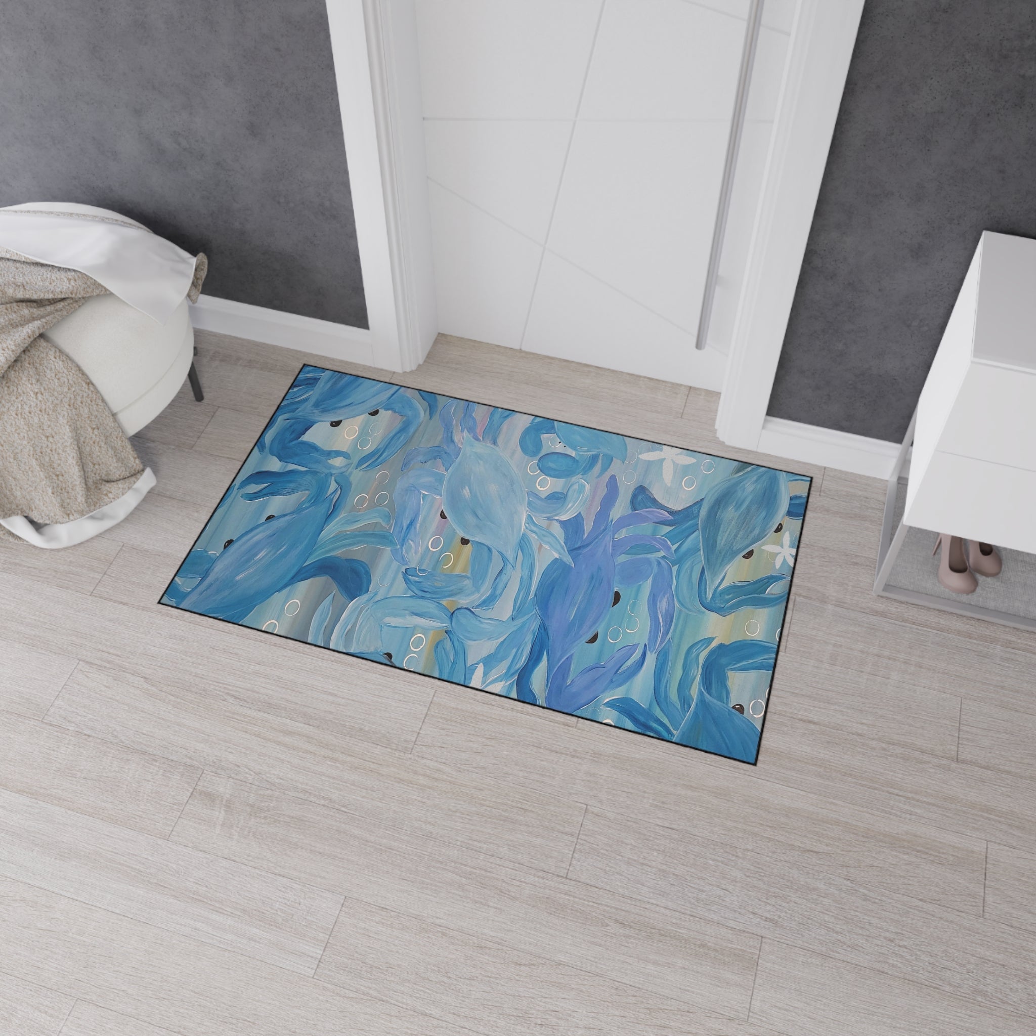 Blue Crab party Ocean Waves Heavy-Duty Floor Mat — Abstract Seascape Entrance Mat