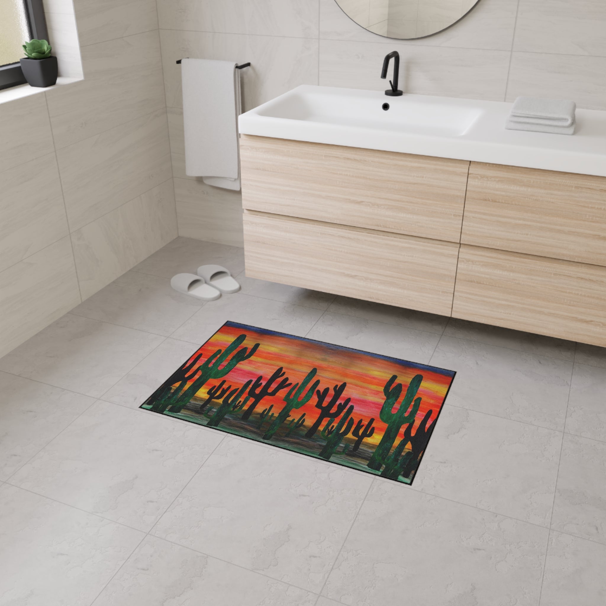 Desert Sunset Cactus Floor Mat
