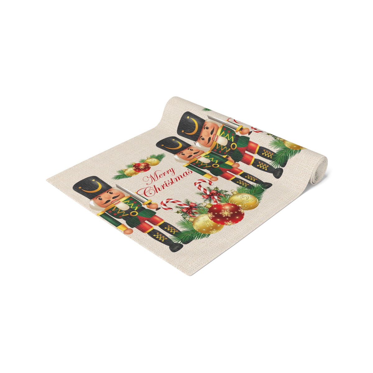 Nutcracker Christmas Table Runner — "Merry Christmas" Holiday Table Decor