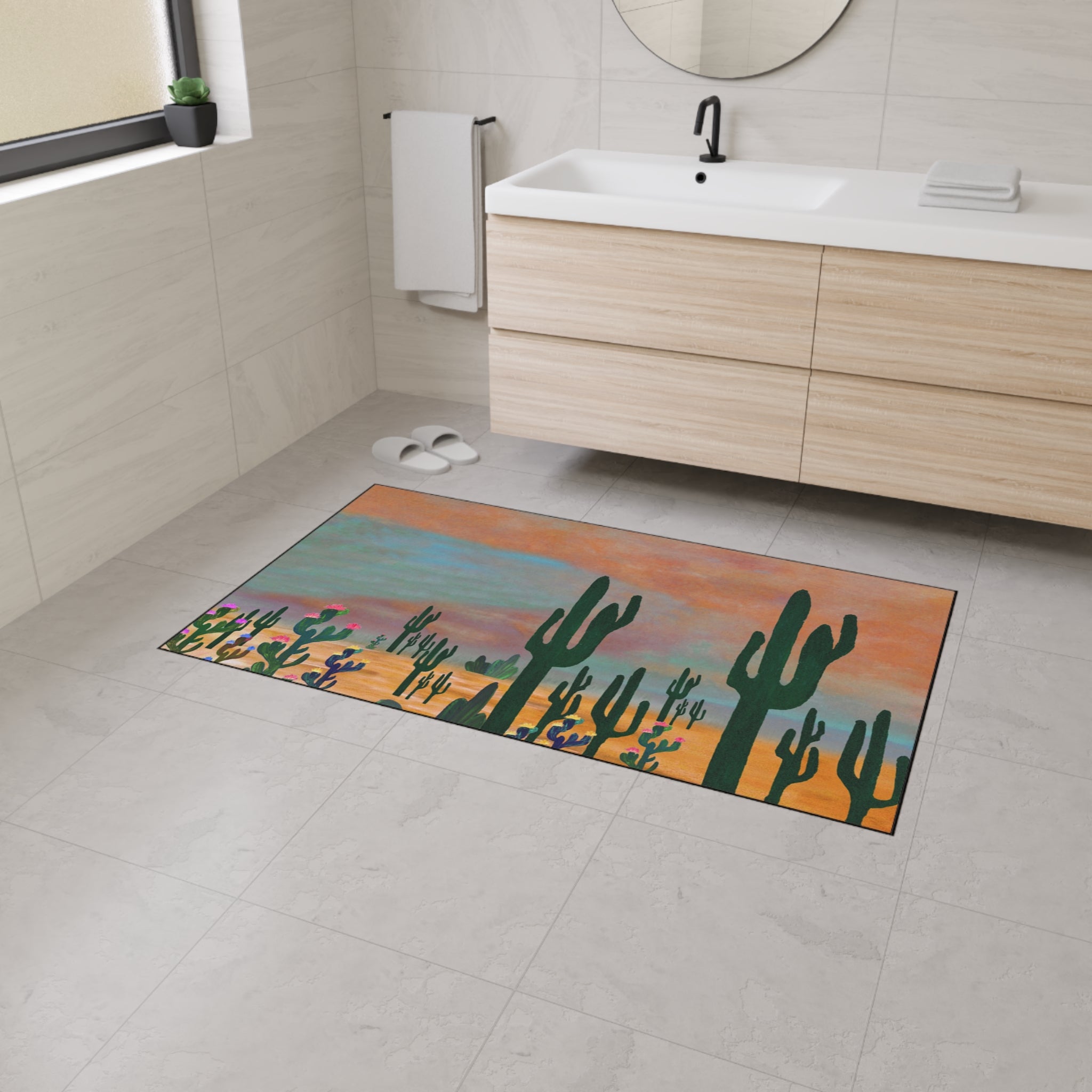 Desert Sunset Cactus Field Floor Mat