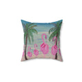Tropical Flamingo Pillow - Pink Flamingo Beach Decorative Throw Pillow