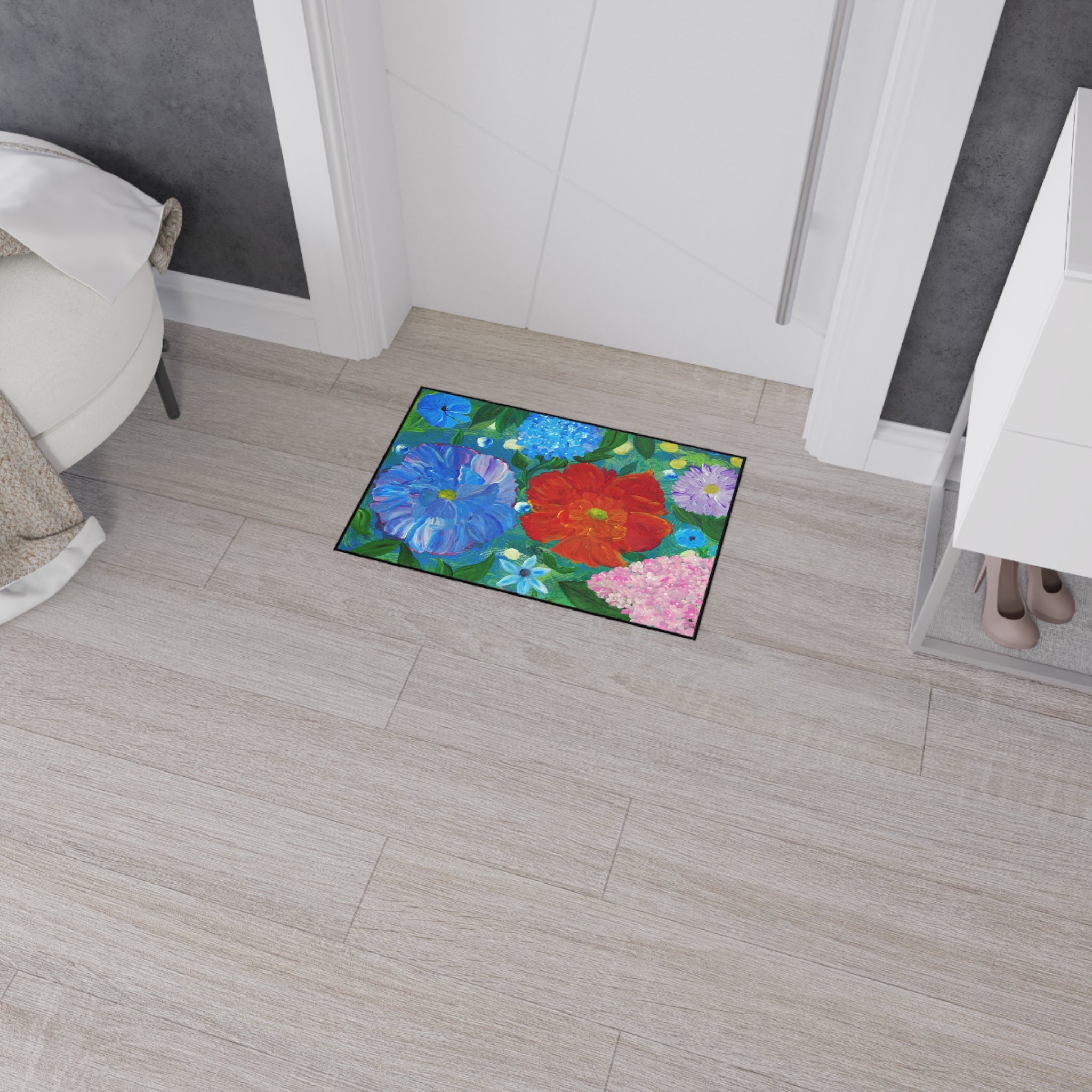 Floral Garden Heavy Duty Floor Mat — Bright Bloom Welcome Rug
