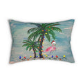 Santa flamingo Lumbar Pillow