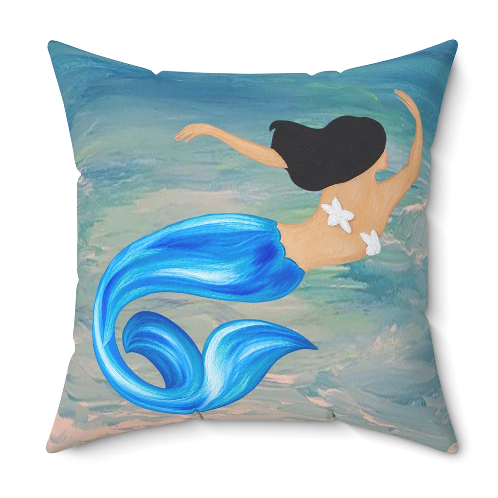 Blue Mermaid Swim Decorative Pillow
