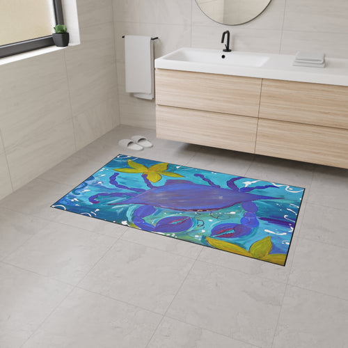 Beach Crab Island and starfish Heavy-Duty Floor Mat — Vibrant Coastal Entry Rug