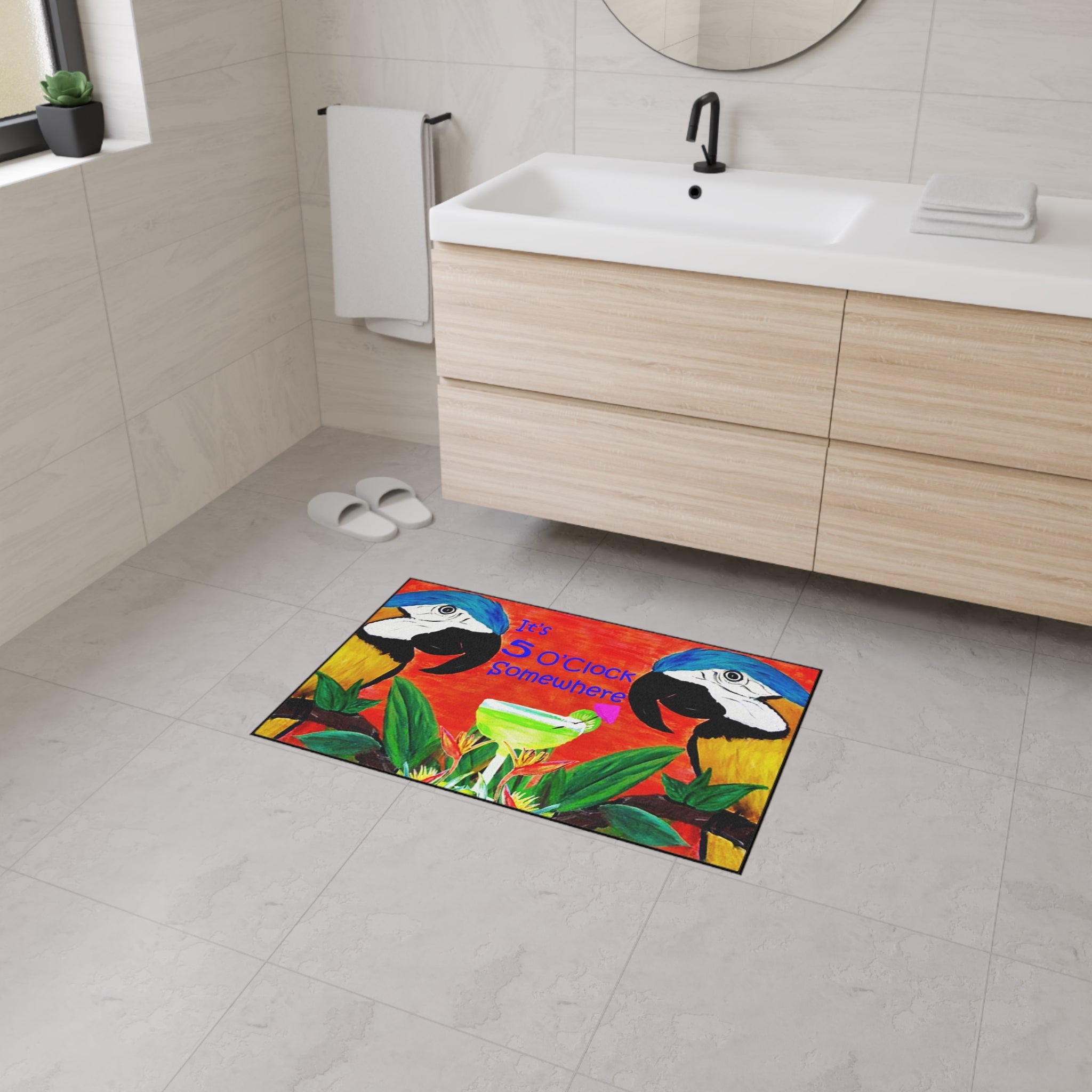 Parrot head It's 5 O' clock somewhere Doormat