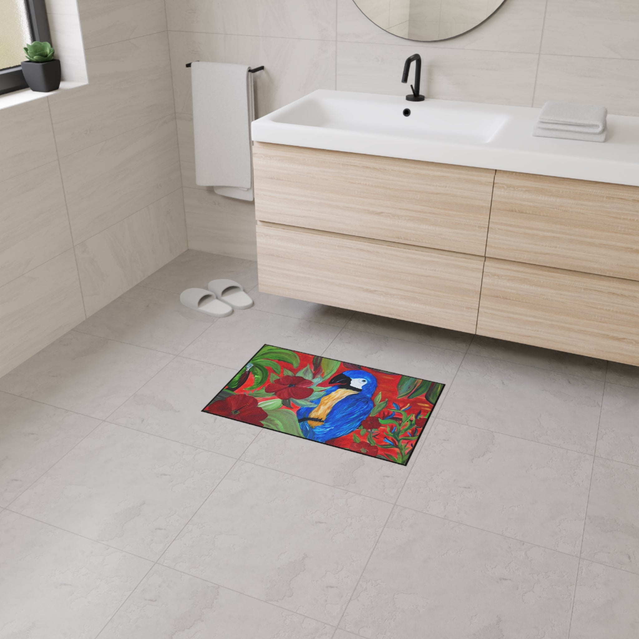 Tropical Macaw Floor Mat — Heavy-Duty Non-Slip Door Rug