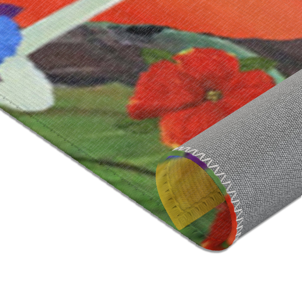 Tropical Parrot Cocktail Area Rug — "At 4 We Pour" Colorful Beach Vibe Mat