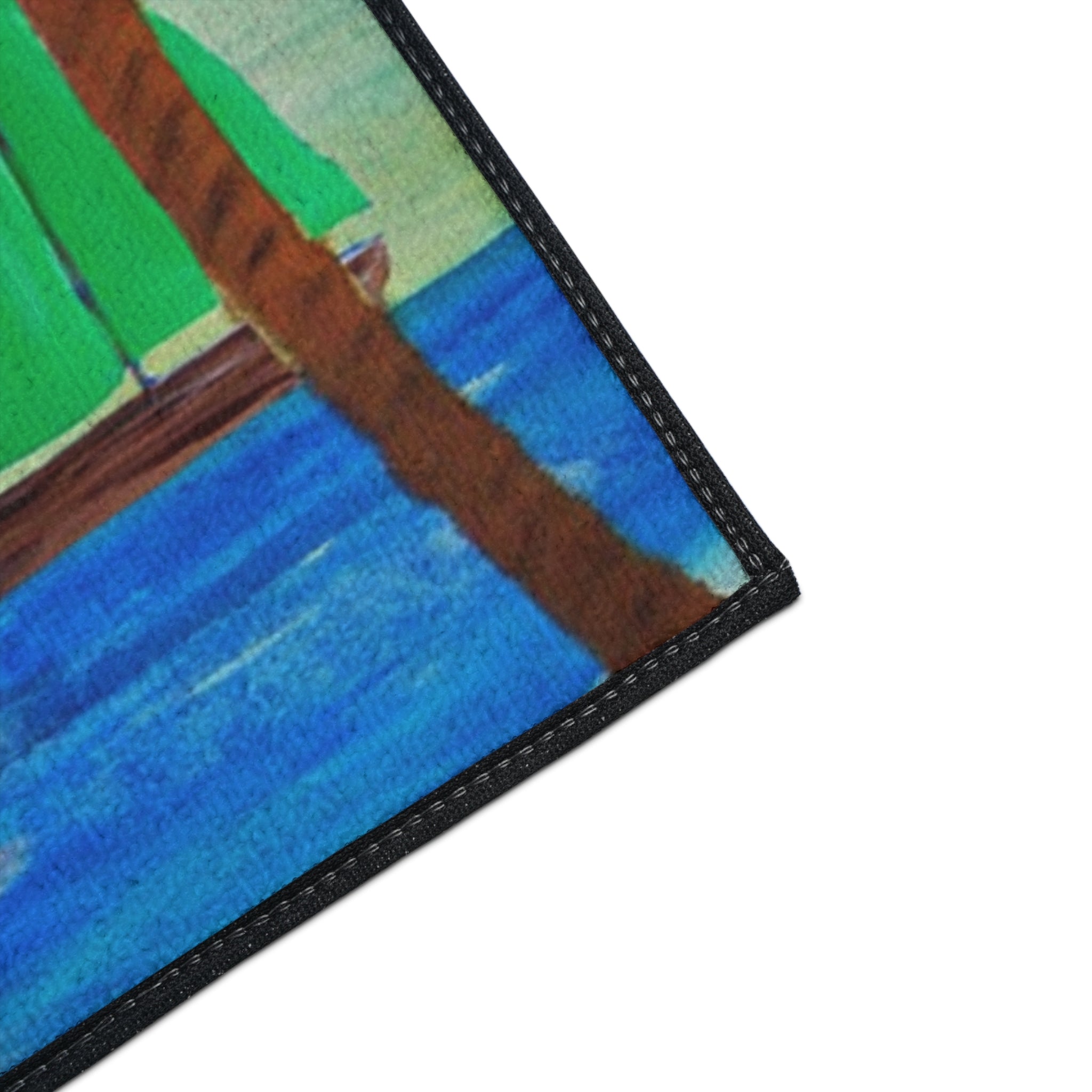 Sailboat Palm Beach Floor Mat — Heavy-Duty Tropical Welcome Mat