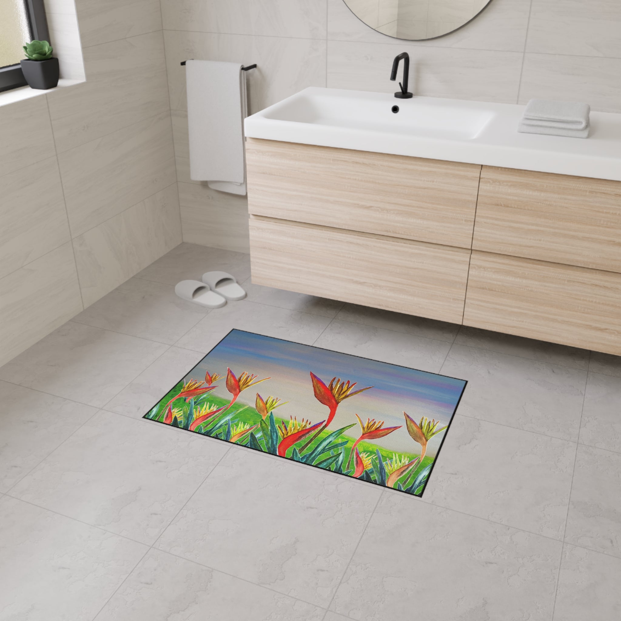 Bird of Paradise Floral Floor Mat - Heavy Duty Entry Rug