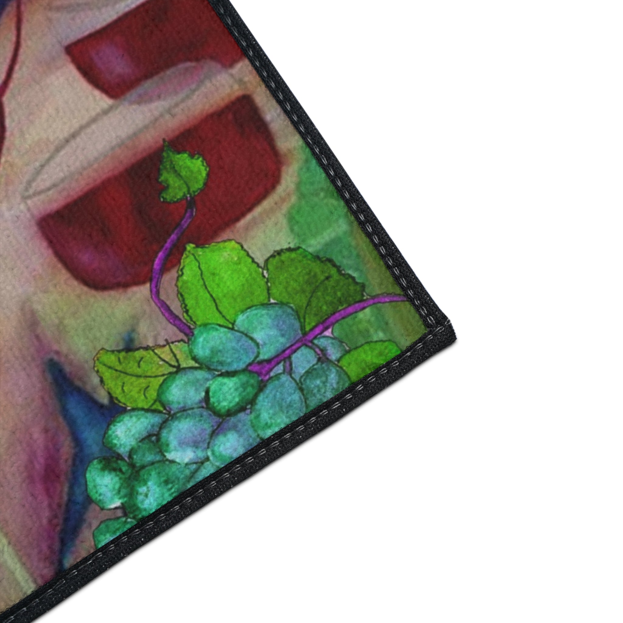 Wine Time Heavy Duty Floor Mat — Colorful Wine Bottle & Glass Kitchen Rug