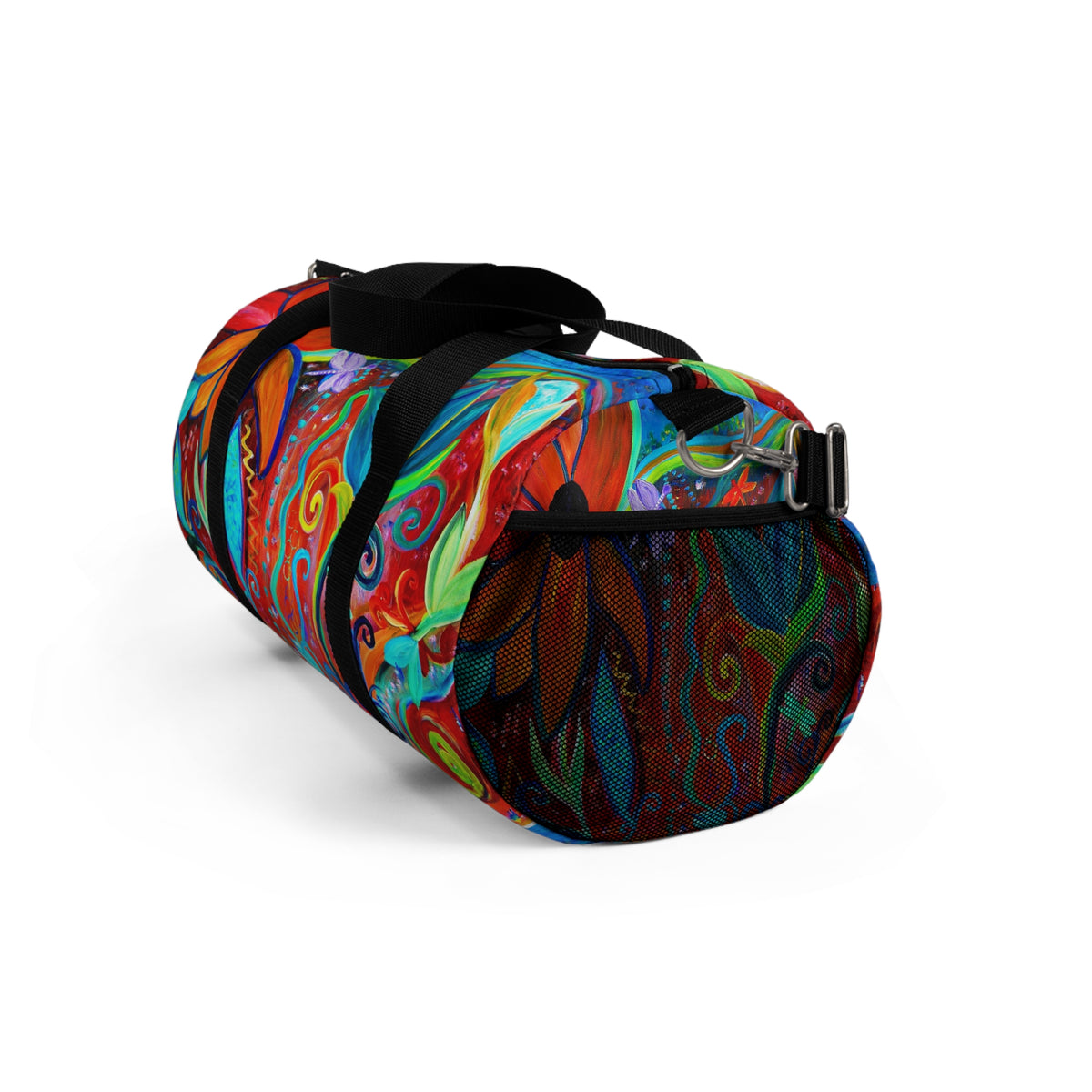 Vibrant Floral Art Duffel Bag — Colorful Abstract Travel & Gym Bag