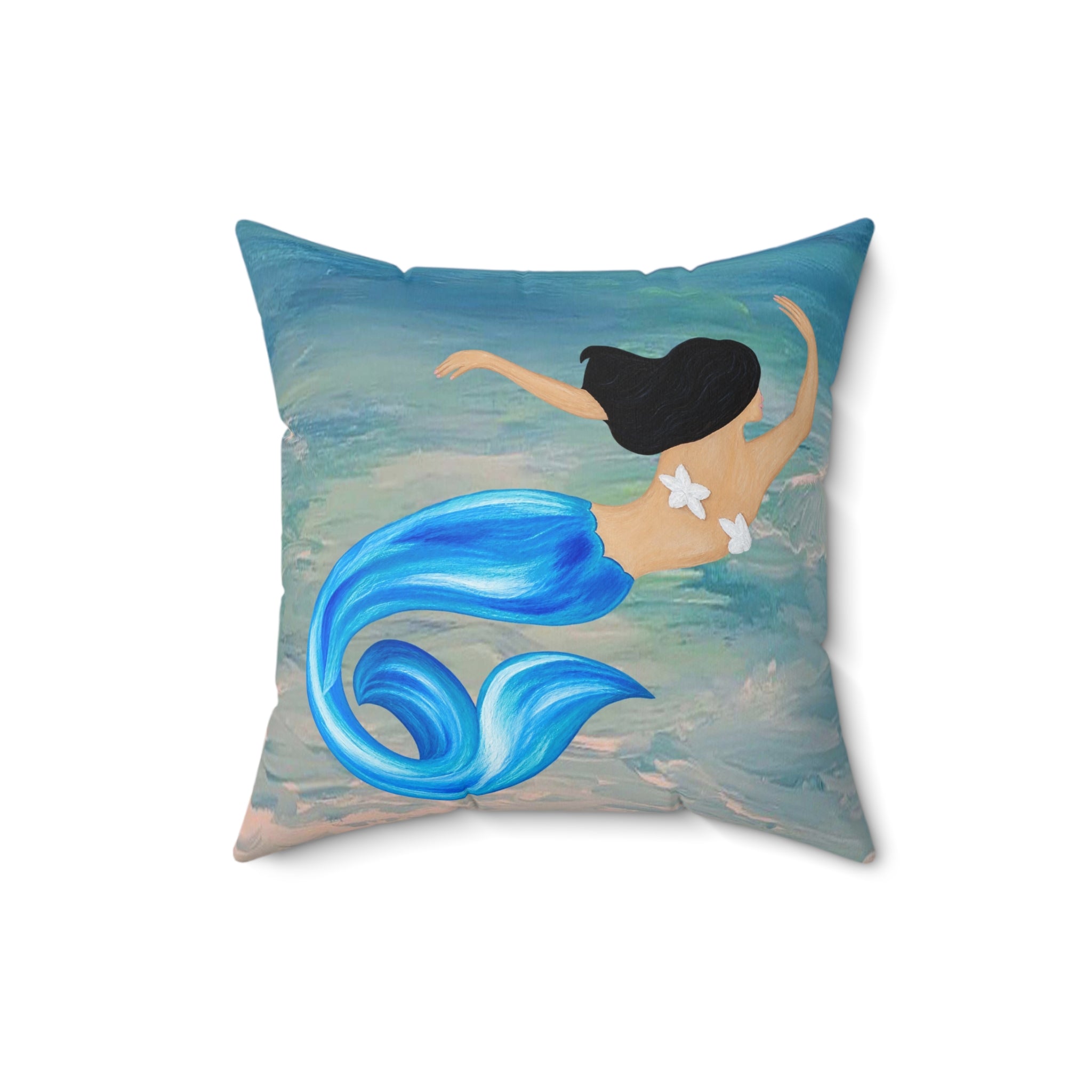 Blue Mermaid Swim Decorative Pillow