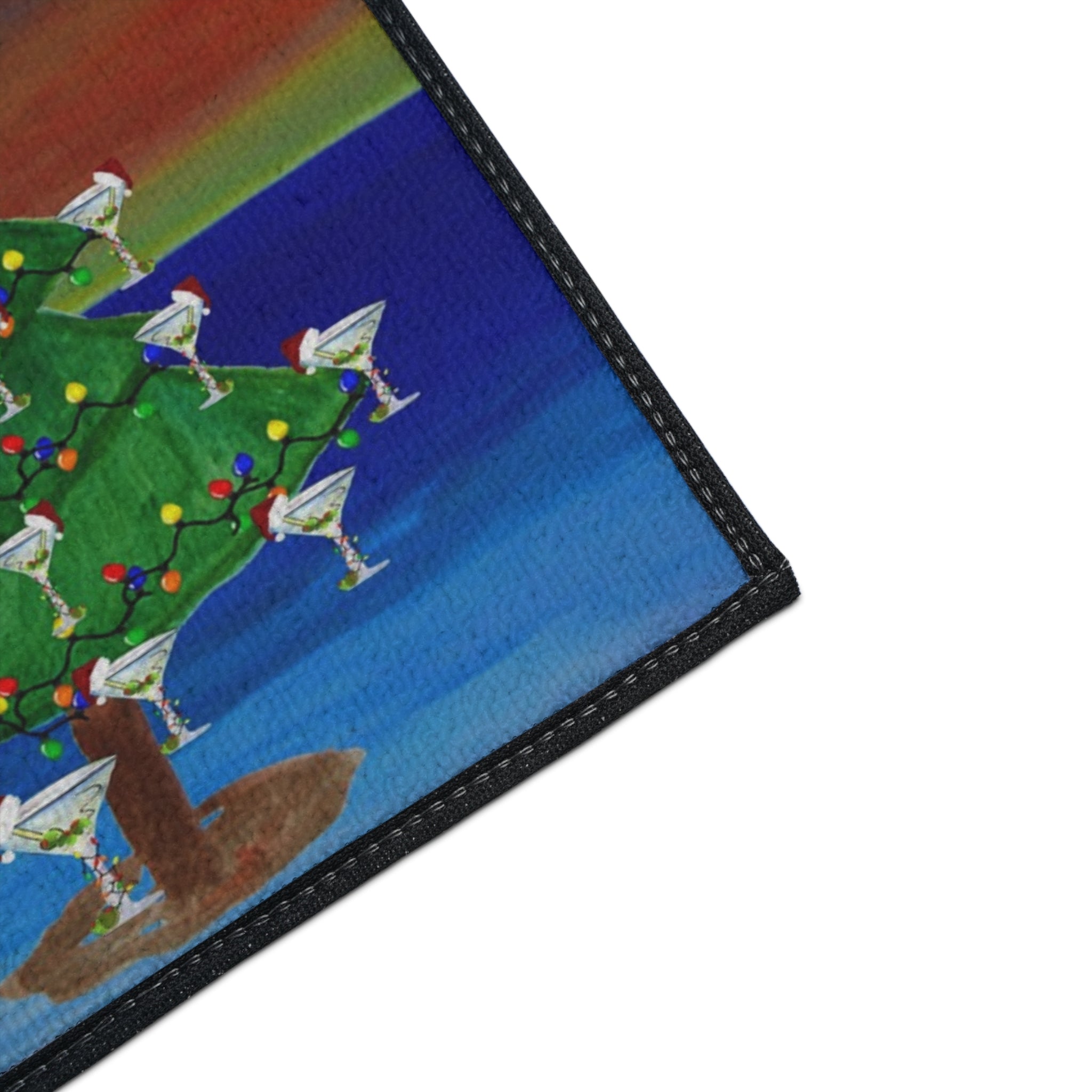 Merry Christmas Tropical Tiki Floor Mat — Heavy Duty Holiday Doormat