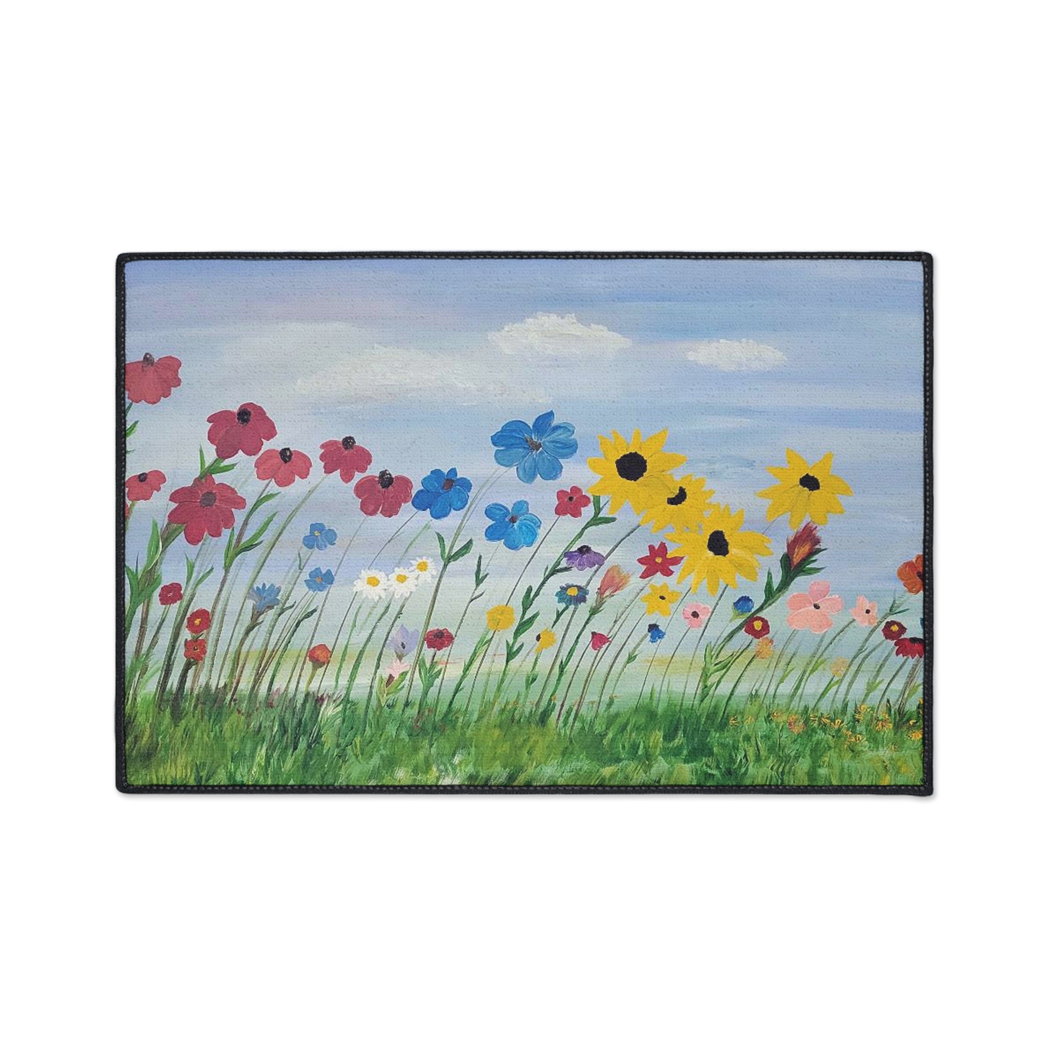 Wildflower Meadow Heavy-Duty Floor Mat — Durable Floral Doormat for Entryway, Kitchen & Patio