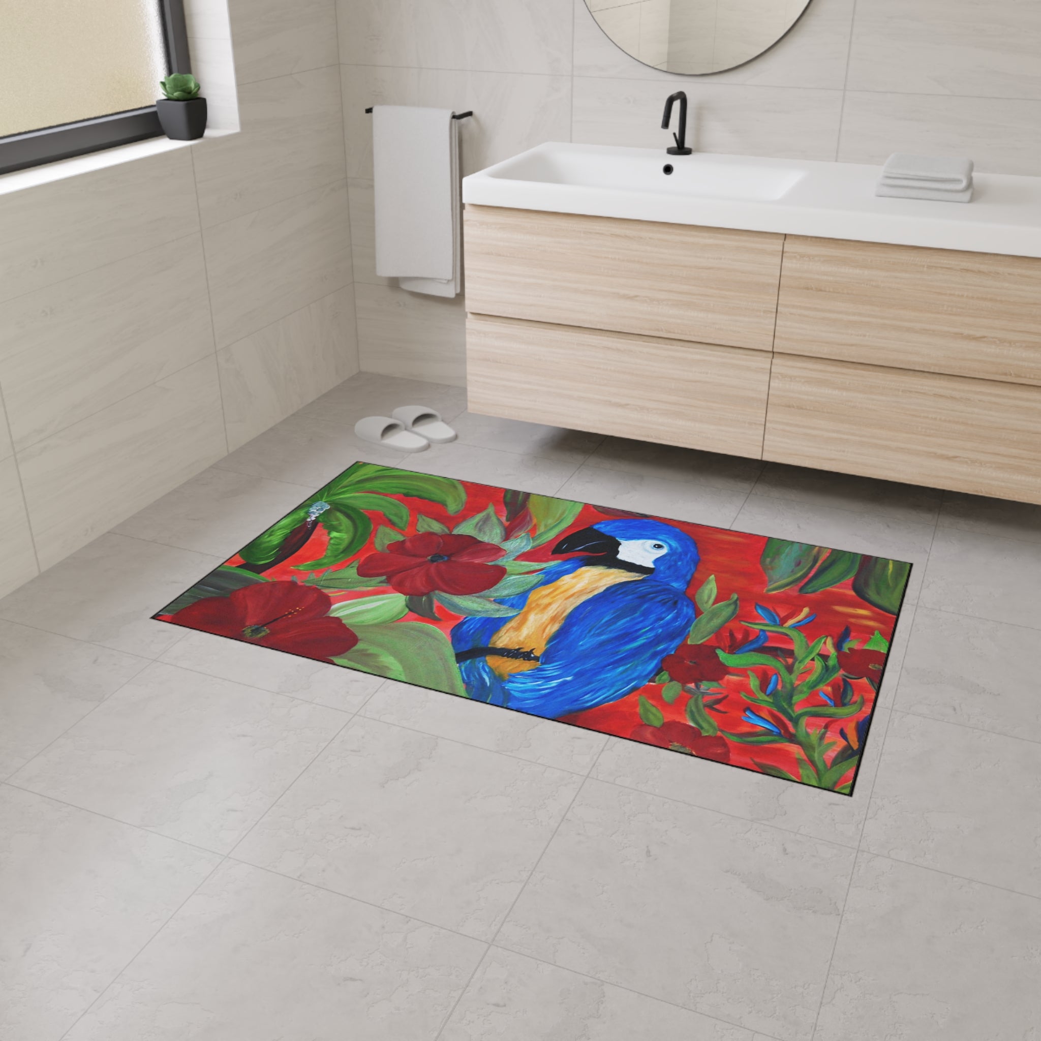 Tropical Macaw Floor Mat — Heavy-Duty Non-Slip Door Rug