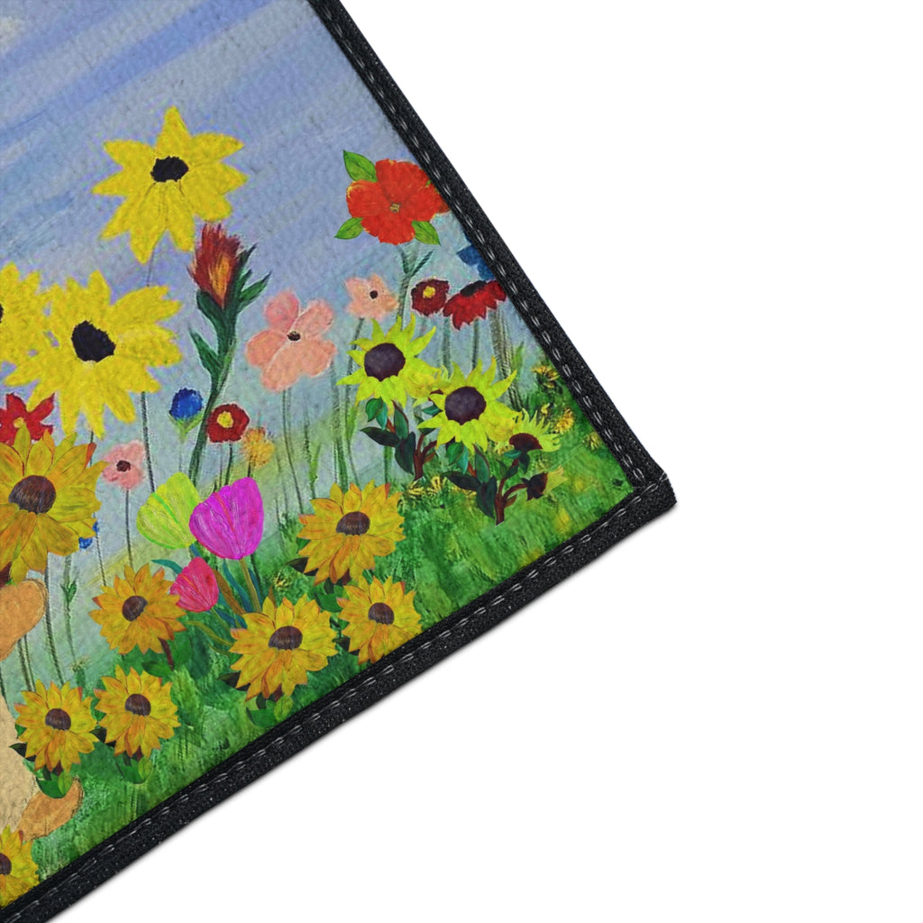 Gnome in Wildflower Garden Heavy Duty Floor Mat