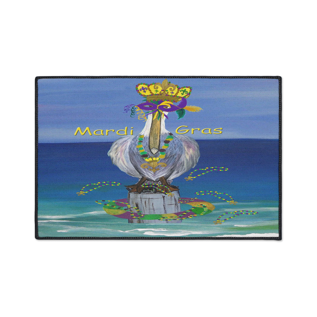 Mardi Gras Crowned Pelican Beach Heavy-Duty Floor Mat