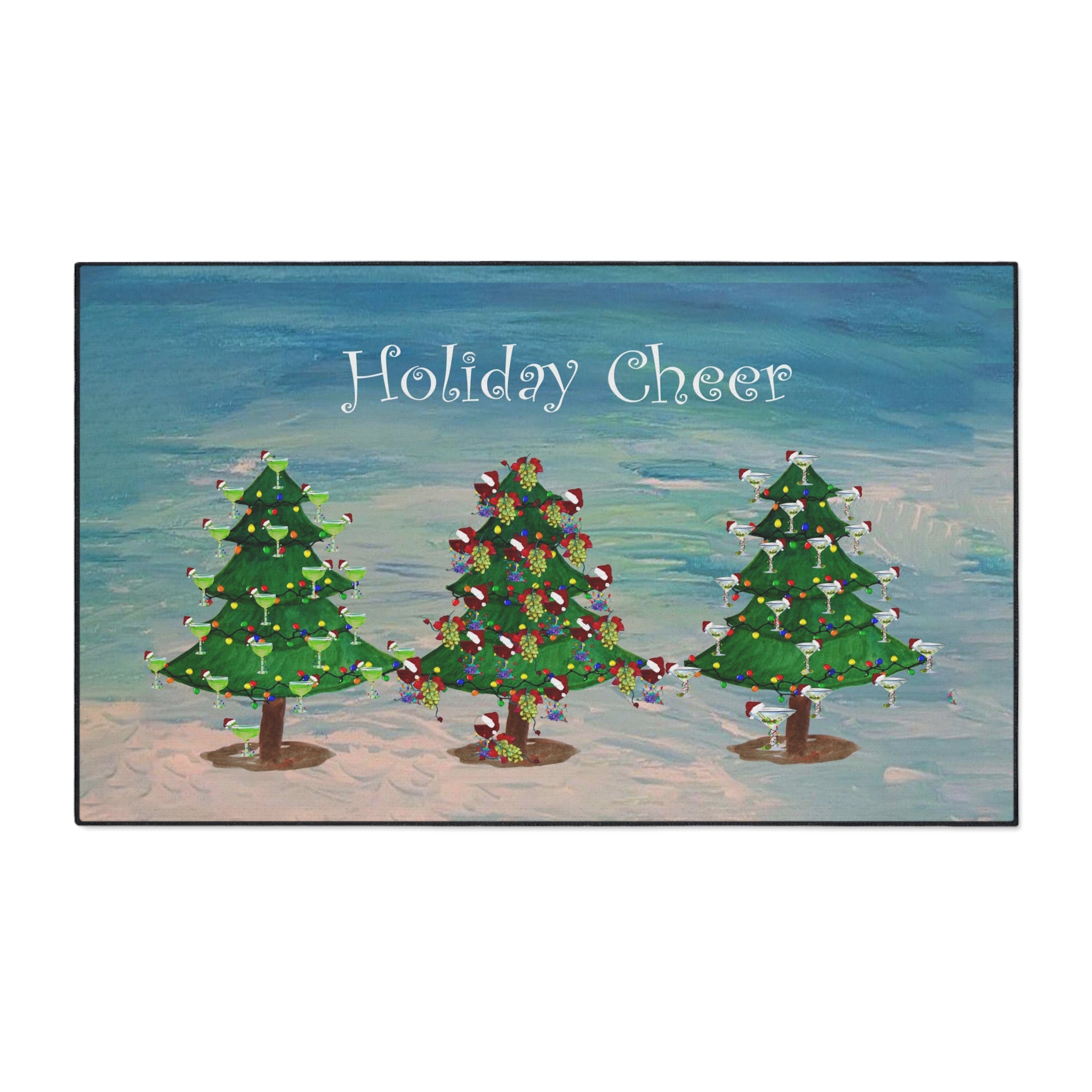 Holiday Cheer Floor Mat - Festive Christmas Trees Welcome Mat