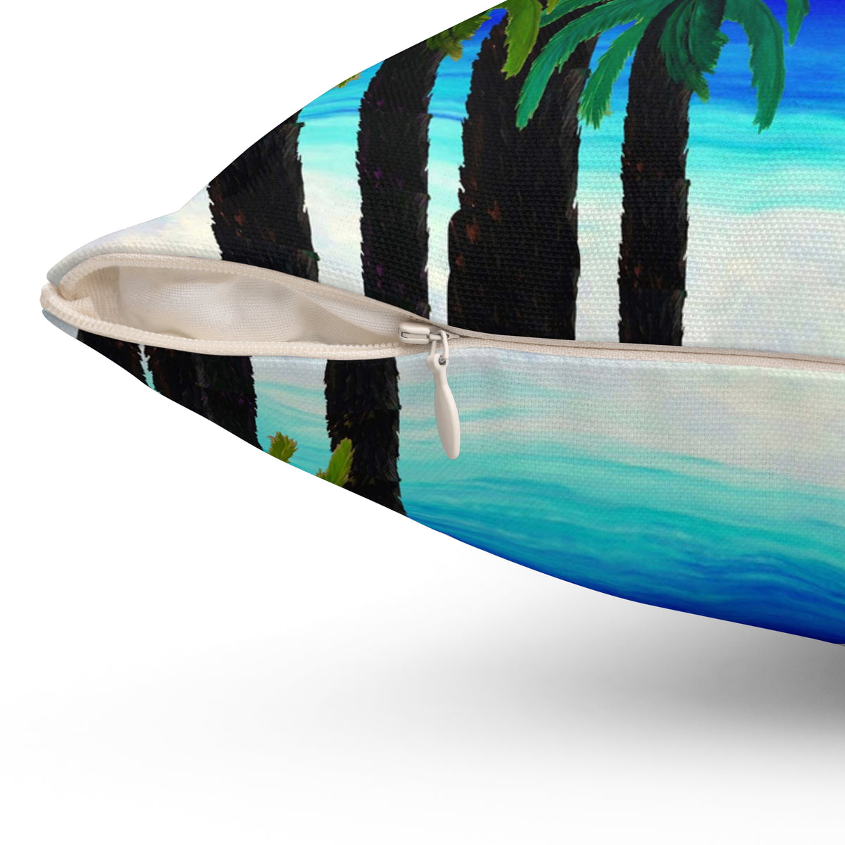 Tropical Sunset Palm Pillow — Beach Sunset Decorative Throw Pillow