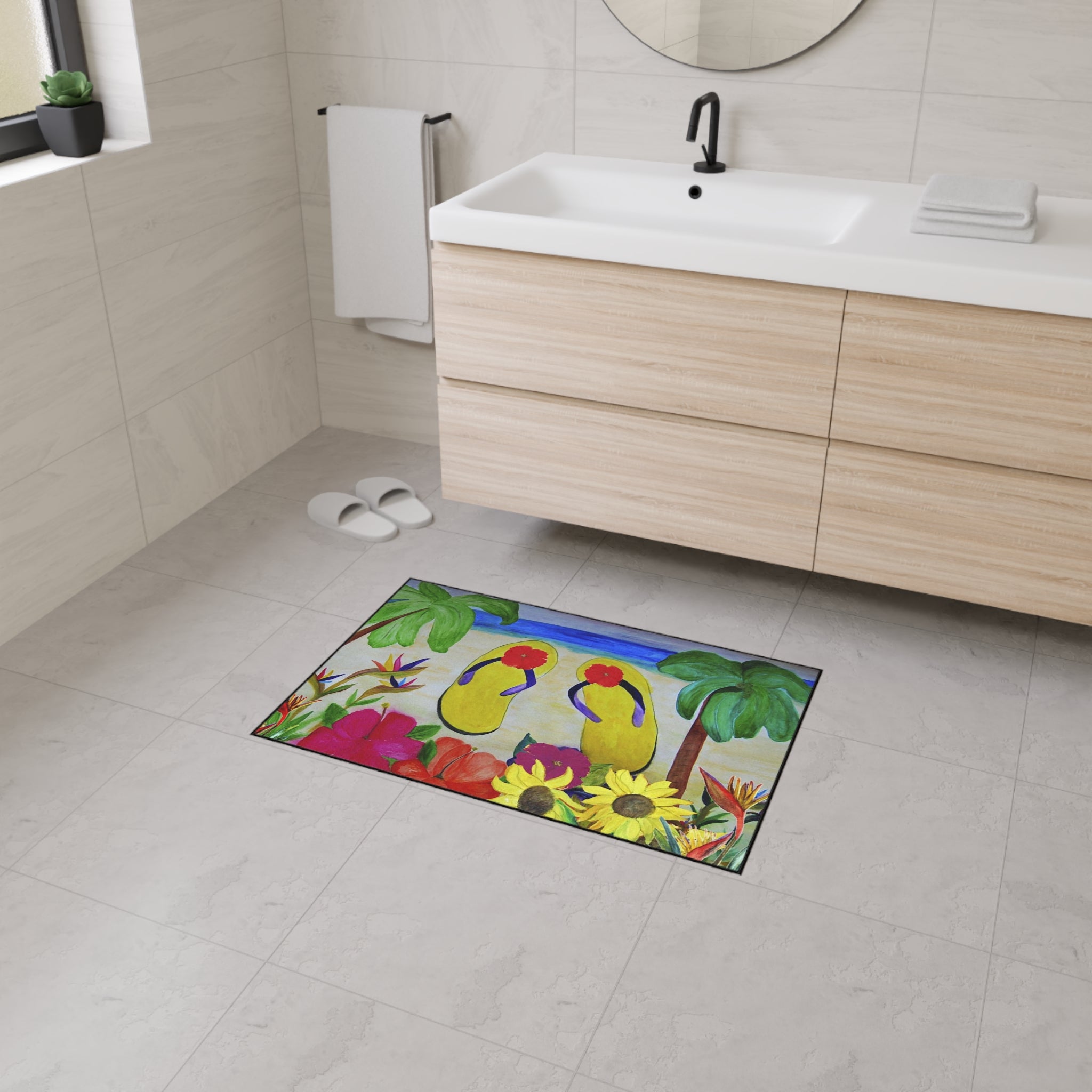 Tropical Flip Flop Doormat – Heavy Duty Beach Floor Mat