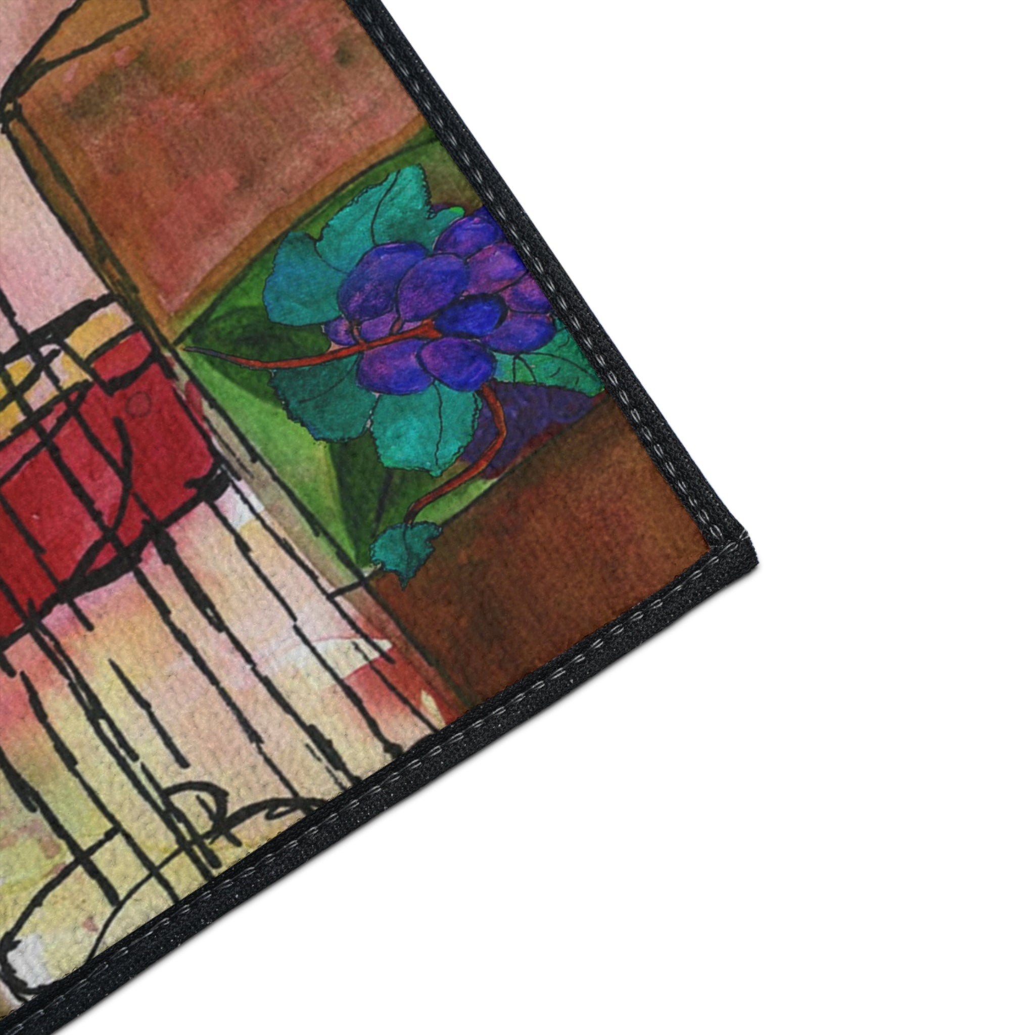 Tuscany Wine bottles artsy floor mat rug.