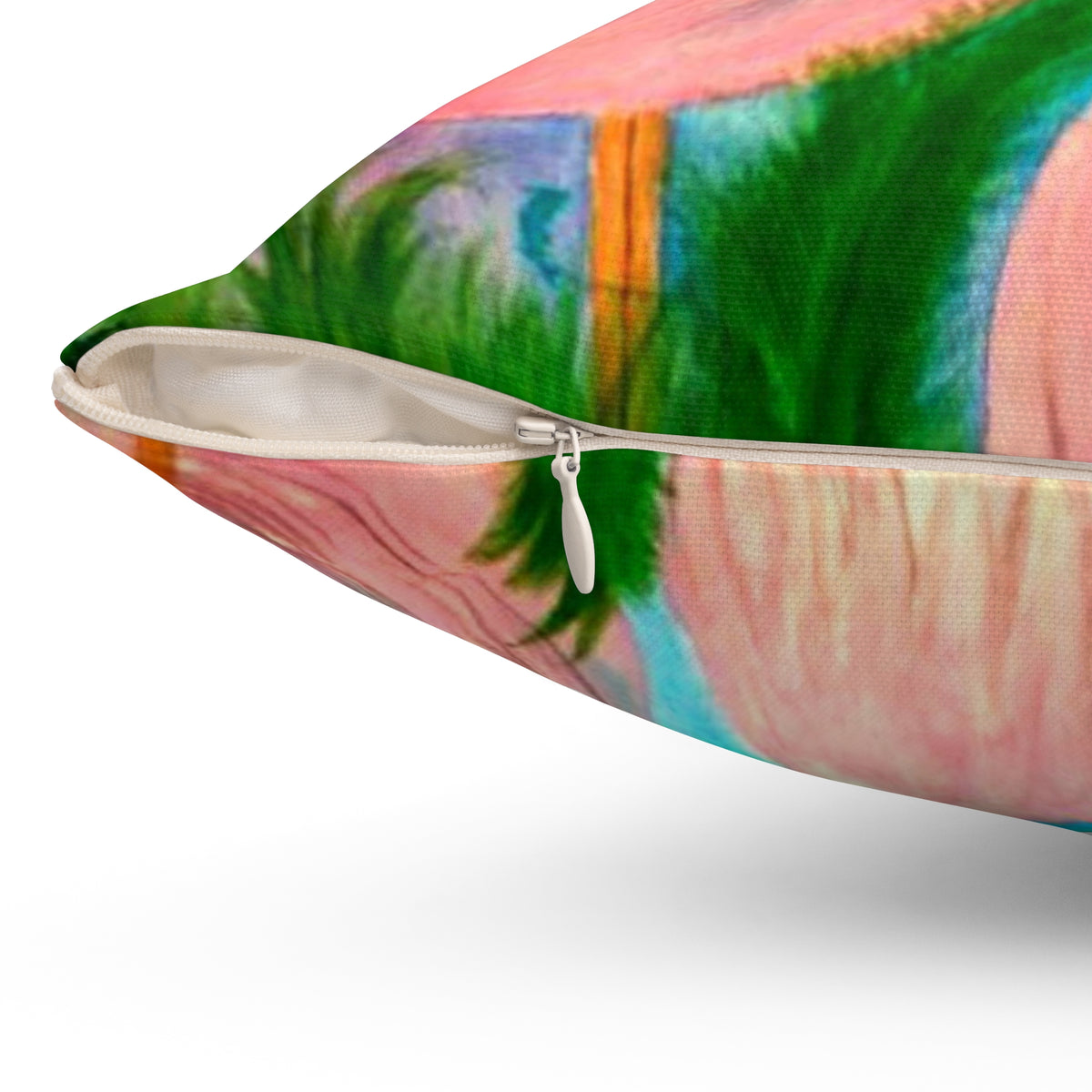Pink Flamingo Tropical Pillow - Decorative Square Throw Cushion