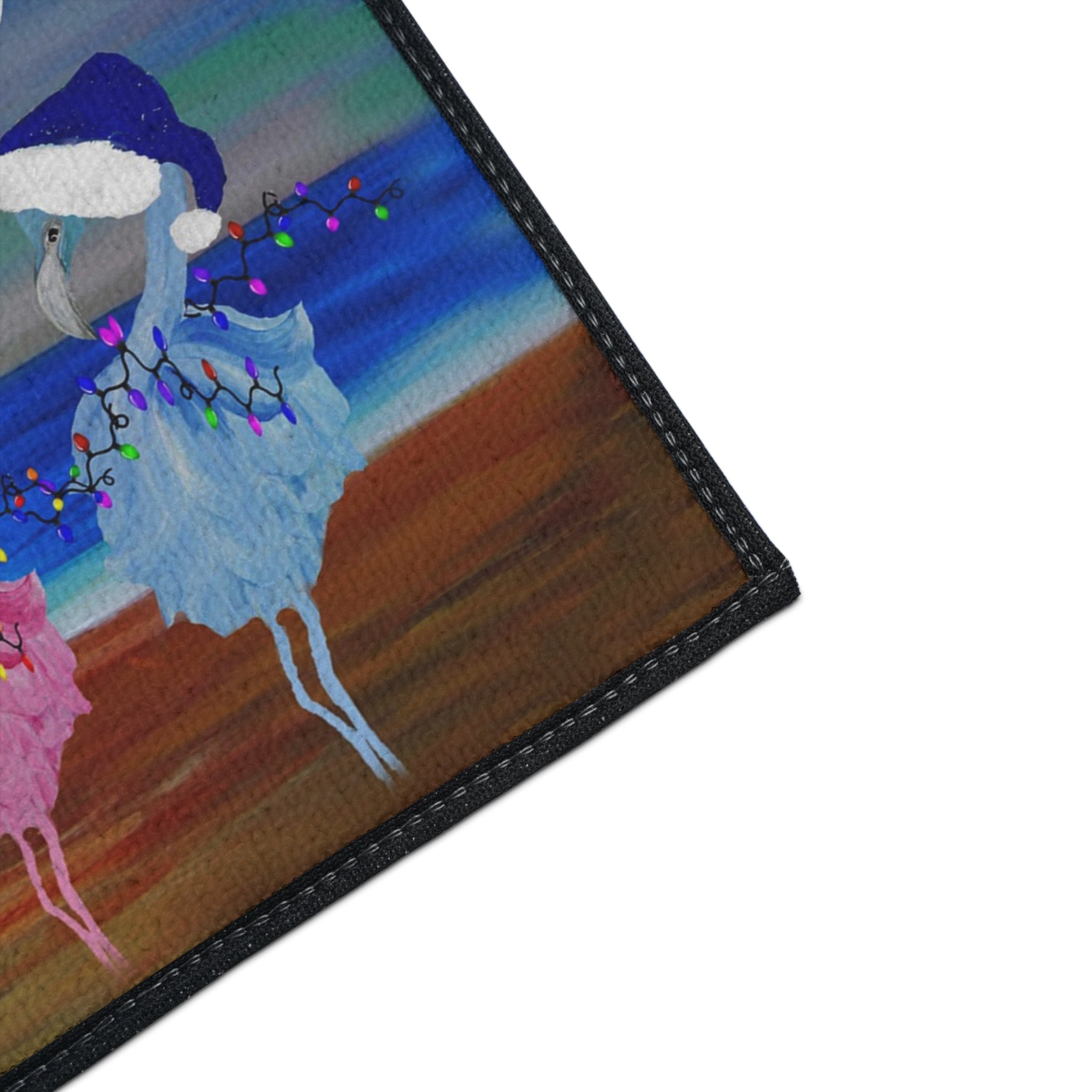 Holiday Beach Floor Mat — "Happy Holidays" Palm Tree & Carolers Doormat