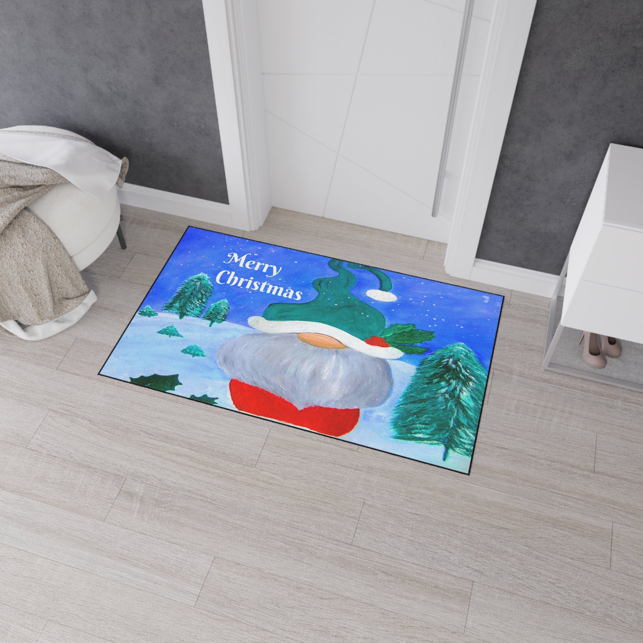 Christmas Gnome Heavy Duty Floor Mat – Merry Christmas Holiday Welcome Rug