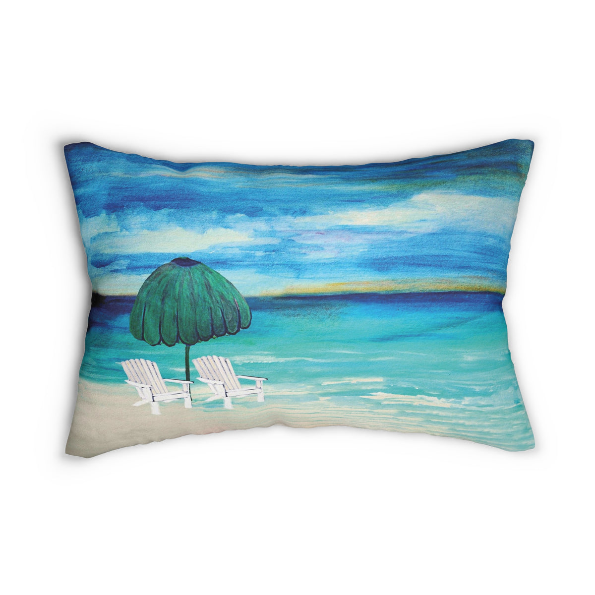 Beachside Retreat Lumbar Pillow — Tropical Ocean Print