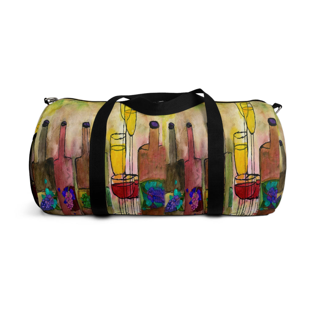 Wine Bottle Art Duffel Bag — Colorful Vineyard Travel Gym Bag