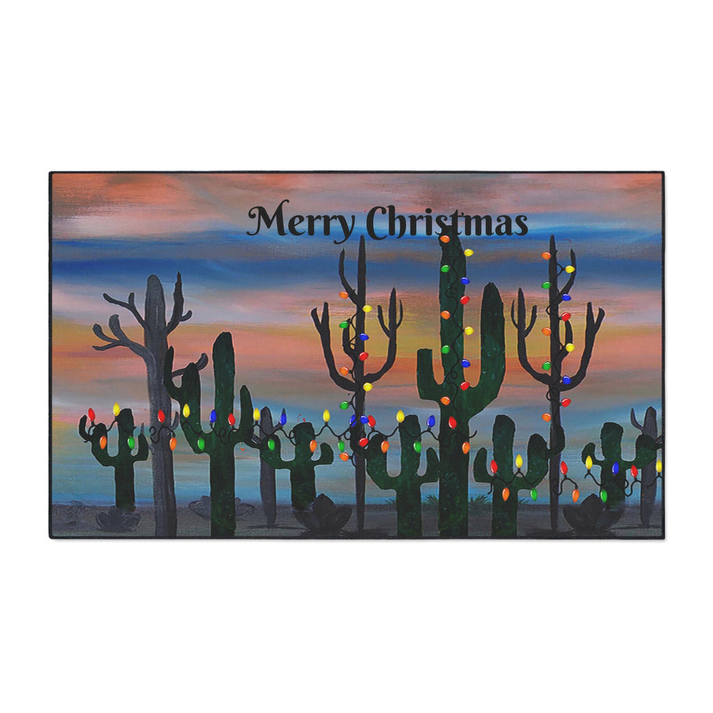 Christmas Cactus Floor Mat – Merry Christmas Desert Scene Doormat