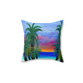 Tropical Sunset Palm Pillow — Beach Sunset Decorative Throw Pillow