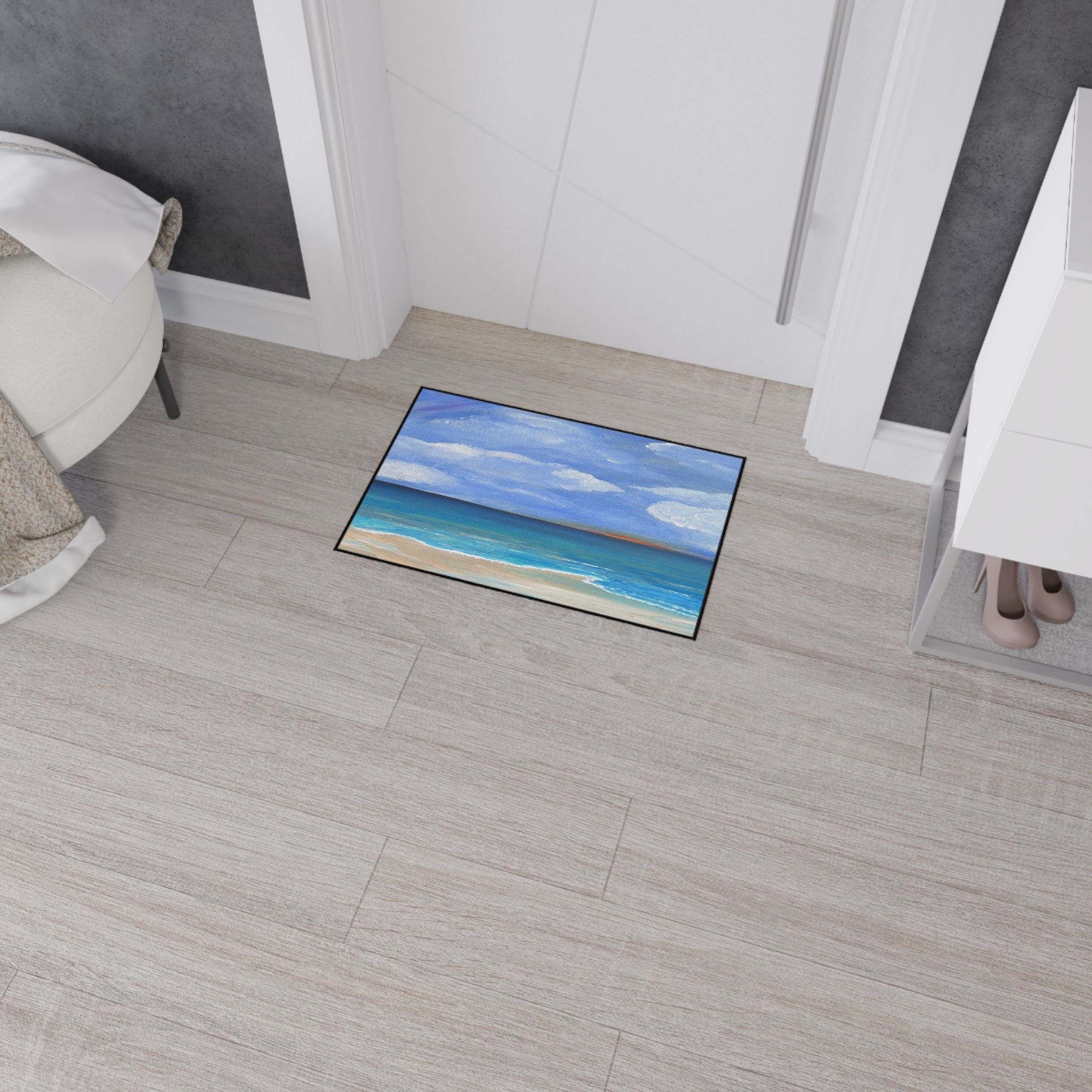 Coastal Calm Heavy-Duty Floor Mat — Ocean Beach Seascape Doormat