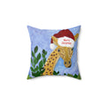 Christmas Giraffe Pillow - 'Merry Christmas' Holiday Decorative Throw Pillow