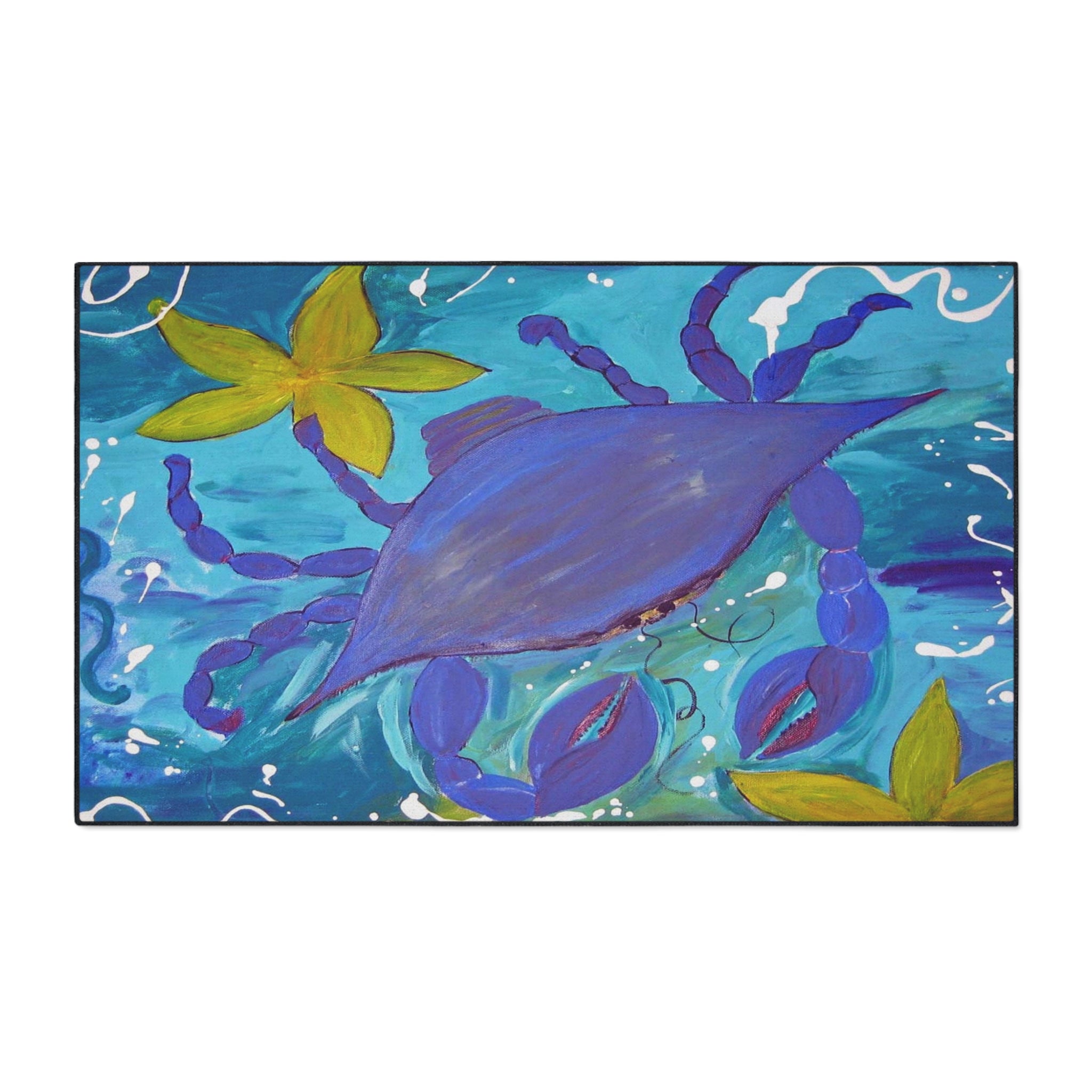Beach Crab Island and starfish Heavy-Duty Floor Mat — Vibrant Coastal Entry Rug