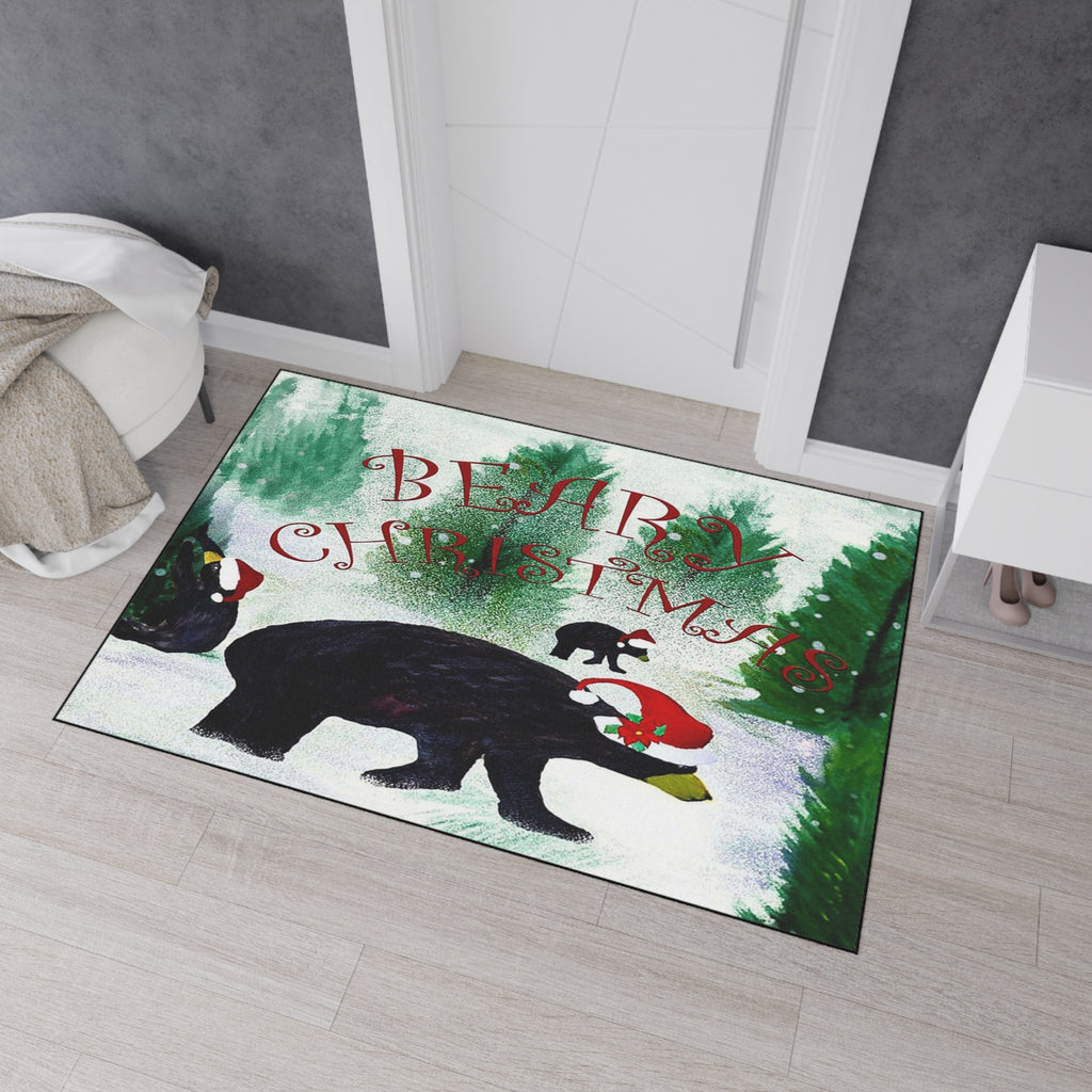Bear-y Christmas Heavy Duty Floor Mat — Festive Bear Family Holiday Doormat