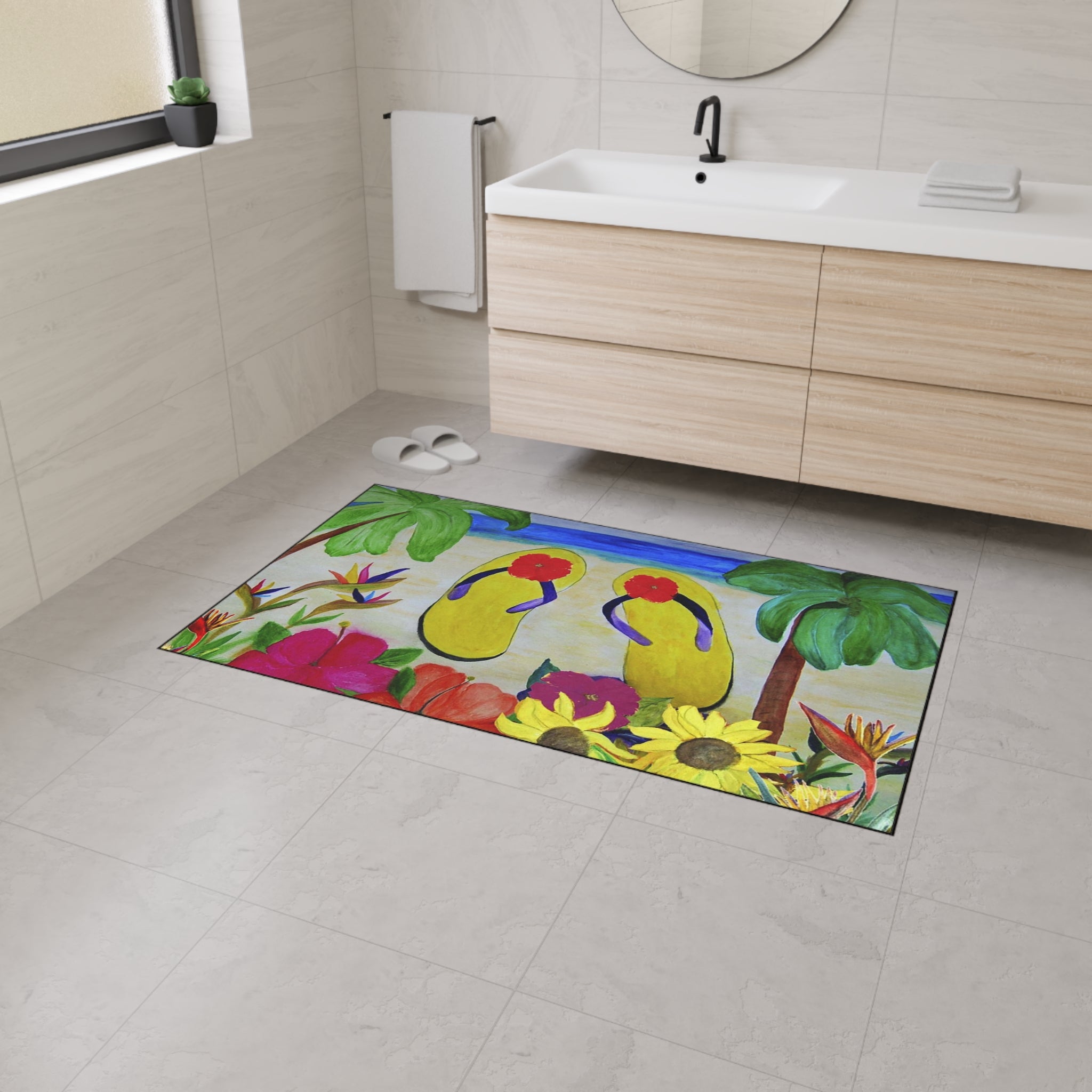 Tropical Flip Flop Doormat – Heavy Duty Beach Floor Mat