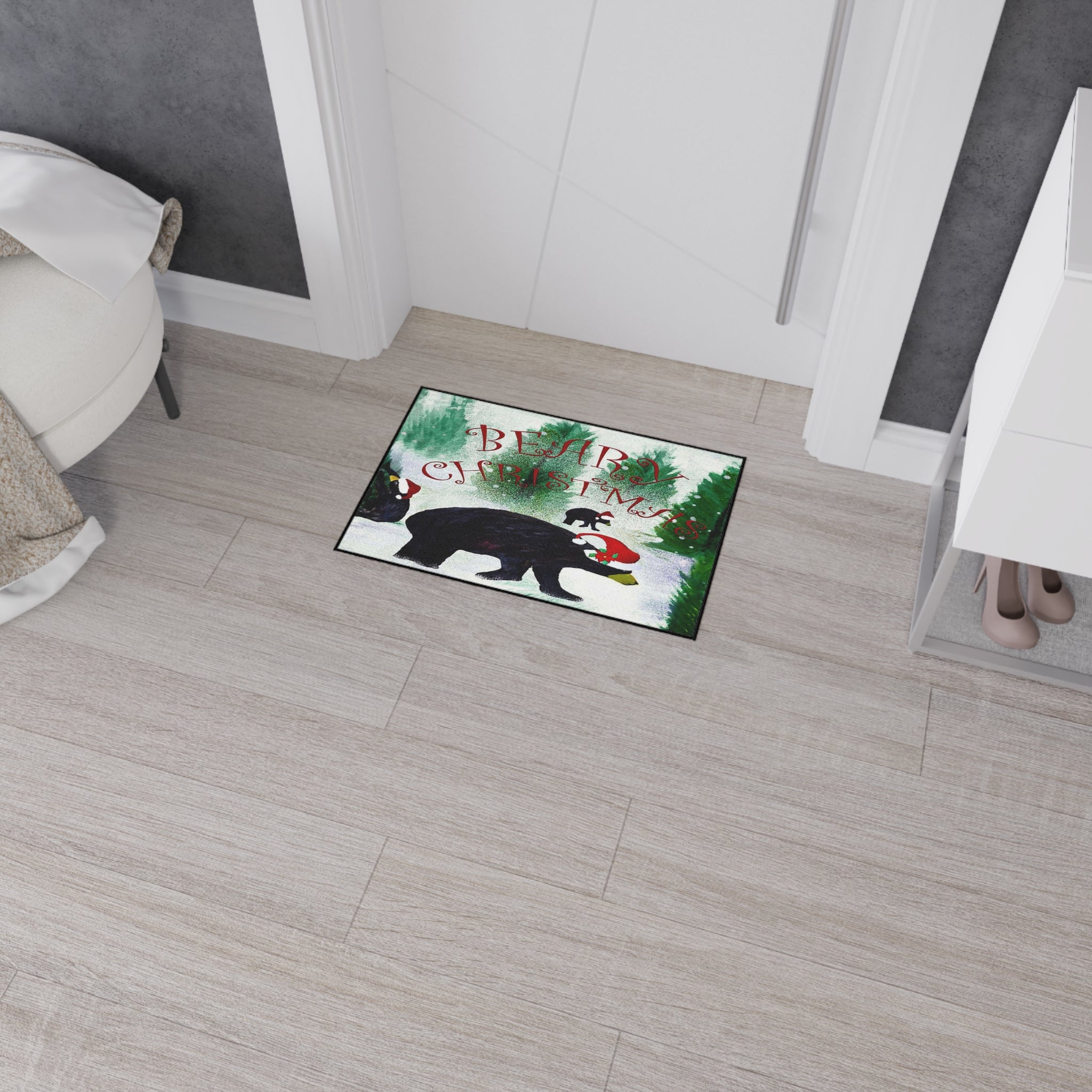 Bear-y Christmas Heavy Duty Floor Mat — Festive Bear Family Holiday Doormat