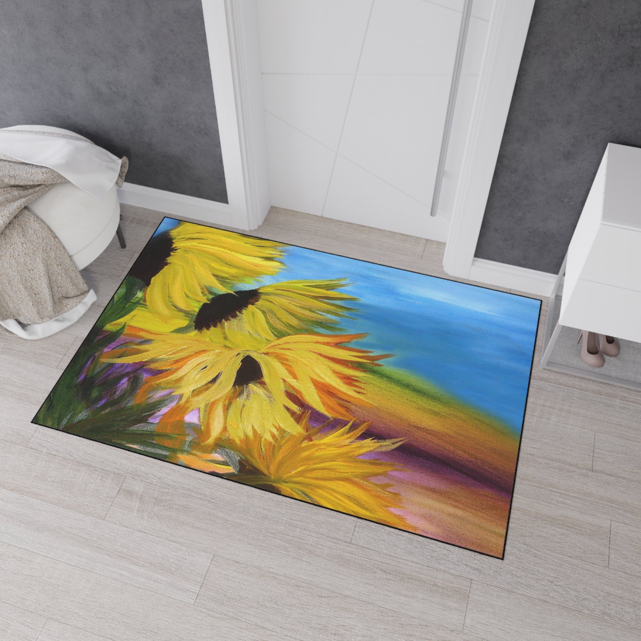 Sunflower Field Heavy-Duty Floor Mat — Vibrant Outdoor/Indoor Welcome Rug